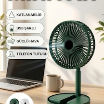 Katlanabilir Usb Şarjlı Mini Masaüstü Fan Telefon Tutuculu Pratik Soğutucu