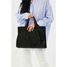 Paraşüt Kumaş Shopper Kadın Kol Çanta - Siyah