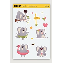 Sevimli Koala Sticker Seti - 12 Adet Etiket Çıkartma Diğer
