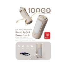 10.000 Mah Led Kamp Lambalı Powerbank Taşınabilir Aydınlatma Ve Hızlı Şarj Destekli Bej