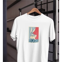 Startmore Unısex Kadın Erkek Bugs Bunny Havuç Siyah Beyaz Tasarım Baskılı % 100 Pamuk T-shirt Beyaz