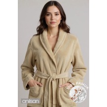 %100 Pamuk Unisex Bej Bornoz - Şalyaka Otel Bornozu, Spa Için Ideal, Günlük Kullanıma Uygun Bej