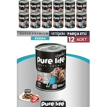 Purelife Plus 12'li Kuzulu Yetişkin Köpek Konserve Chunk Parça Etli Yaş Mama 400 G