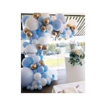 Krom Gold Makaron Mavi Ve Beyaz Balon Zinciri 100 Adet Mix