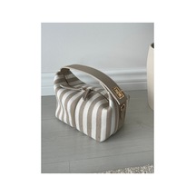 Nura Collection Krem Kadın Keten Kilitli Gondol El Ve Omuz Çantası Ekru - 925521230 Ekru
