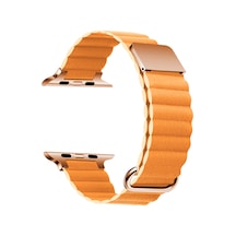 Watch 38mm Uyumlu Krd-78 Pu Deri Kordon Strap Kayış Mtr- Turuncu
