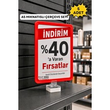 5 Adet - A5 Mıknatıs Tutuculu Fiyatlık Etiketlik Dikey Yatay Ve Bilgilendirme Çerçevesi Kırmızı