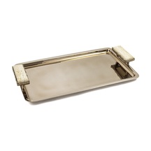 Mikasa Moor Bronz Traverten Mermer Kulplu Tepsi 52x30x7 Cm