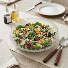 El Yapımı Üfleme Borosilikat Cam Linea Sunum Çanağı - Şeffaf Dekoratif Salata, Meyve Ve Çerez K Cam Şeffaf