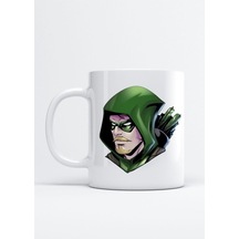 Green Arrow Baskılı Porselen Kupa Bardak Beyaz