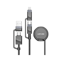 Lenyes Lc541 Usb-a + Type-c To Lightning Type-c Akıllı Saat Şarj Kablosu 60w 1m Siyah