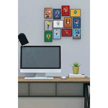 Ünlü Futbolcular 12 Parça Mdf Ahşap Tablo Ofis Boyu 30x30 Cm Karışık - 273059703 Karışık