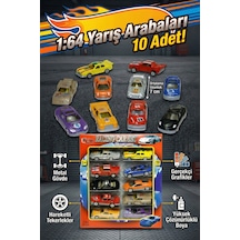 Vardem 10'lu Metal Model Araba Seti 1:64 Ölçek Die-cast Yarış Arabaları - 7 Cm Çok Renkli