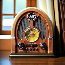 Ns-7061 Retro Ahşap Tasarım Bluetooth Hoparlörlü Radyo Fm/am Destekli, Şarjlı Ve Taşınabiliri Rady-436