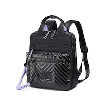 Smart Bags Parlak Kumaş Küçük Boy Askılı Kadın Sırt Çantası 3250 Siyah - Lila