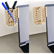 3d Baskı Monitor Kalemlik - Petek Desenli Laptop Kenar Altıgen Kalemlik-bej Diğer