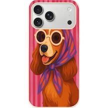 İphone 17 Pro Max Uyumlu Gözlüklü Köpek Baskılı Silikon Kılıf