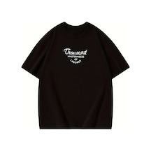 Bet's Thousand Baskılı Oversize Bisiklet Yaka T-shirt - Siyah Siyah