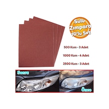 Araç Otomotiv Far Temizle Parlatma İnce Kalın Kum Su Zımpara Kağıt Set 500-1000-2500 Kum 10 Adet