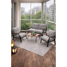 Ard & Garden Sehpalı Açıkgri Fermuarlı Bahçe Balkon Takımı, Cafe, Salon - Metal Kanepe Koltuk Takımı Açık Gri