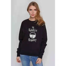 The Umbrella Academy Logo&Yazi Baskılı Siyah Kadın Sweatshirt (534603567)