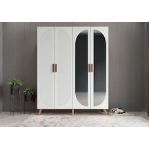 Koza Membran 4 Kapaklı Portmanto Montaj Dahil Çam Beyaz 140 Cm