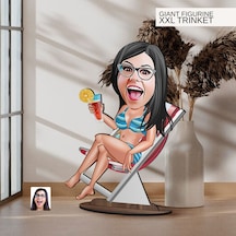 Bk Gift Kişiye Özel Tatilci Kadın Karikatürlü Büyük Boy Ahşap Biblo-2 Arkadaşa Hediye , Sevgiliye Hediye, Kişiye Özel Biblolar Kobitmeyen137550 Bk Gif