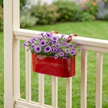 Askılı Metal Elips Saksı - Sökülebilir Askılı Balkon Saksılık Ve Çiçeklik 7 Litre Kırmızı Diğer