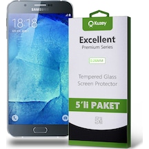 Samsung Galaxy A8 ile Uyumlu Kırılmaz Temperli Ekran Koruyucu Cam Ekonomik 5'li Paket