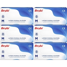 Beybi Lateks Pudralı Muayene Eldiveni M - Medium - Orta 600lü Set