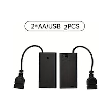 Tongdashop 2 Adet Taşınabilir Mini Aa Pil Kutusu Anahtarlı Led Şerit Usb Güç