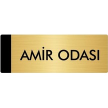 Metal Yönlendirme Levhası, Departman Kapı Isimliği Amir Odası 7x20 Cm Altın Renk