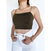 Kadın Ip Askılı Haki Crop Body (544306722)
