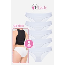 Kadın Külot, 5li Paket Karışık Renkli Slip Külot Rahat Pamuklu Yumuşak Kumaş Beyaz
