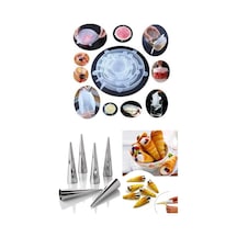 6 Lı Metal Kornet-külah Kalıbı 6 Boy Gıda Koruyucu Silikon Kapak Saklayıcı Bone Metal Bej Diğer
