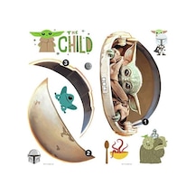 Rmk4655scs Duvar Çıkartması, Motif: Mandalorian The Child Boyanmış, Yapıştırılabilir, Yeşil/kahverengi/gri Acı Kahve