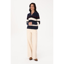 U.S. Polo Assn. Kadın Krem Loose Fit Kanvas Pantolon 50309351-VR256