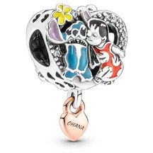 Gümüş S925 Damgalı Disney Ohana Lilo Ve Stitch Esintili Charm