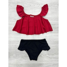 My Kids Wear Fırfır Detaylı 2 Li Mayo Takım Bordo