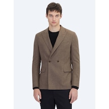 Kip Kahverengi Modern Fit Yün Karışımlı Ceket Kahverengi