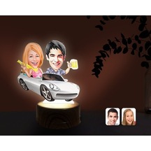 Kişiye Özel Sevgililer Karikatürlü Dekoratif 3D Biblo Led Işıklı (481495481)