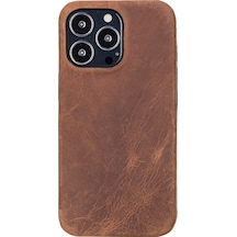 Apple İphone 13 Pro Uyumlu Deri Arka Kapak Rock G2 Kahverengi Diğer