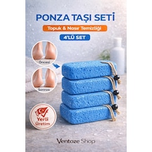 Doğal Ponza Taşı Seti Selülit Karşıtı Ve Batık Giderici Vücut Peeling Topuk Taşı 4 Adet Mavi Çok Renkli