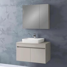 Denko Etna 80 cm MDF Kül Gri Banyo Dolabı Takımı Gri