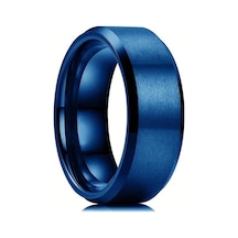 Novahub Mavi 1 Adet Klasik Takı Aksesuarları 8mm Paslanmaz Çelik Erkek Yüzük Fırçalanmış Yüzey Eğimli Kenar Yüzükler Erkekler Için 13 - 13 Mavi