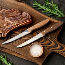 Pirgee 2'li Steak Bıçağı - Kahverengi - 19 Cm Çok Renkli