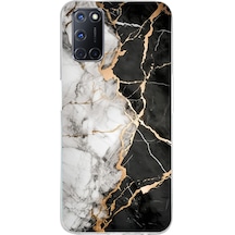 Oppo A52-a72-a92 Uyumlu Siyah Beyaz Mermer Baskılı Silikon Kılıf Renkli