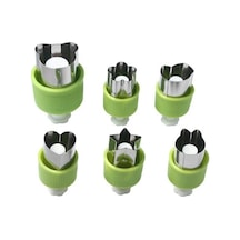 Yeşil 6 Adet Sebze Kesici Şekiller Seti Paslanmaz Çelik Pres Tipi Mini Kurabiye Kesici Çerez Pasta Damga Kalıp Kesiciler 56988870