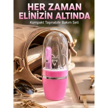 Pembe Manikür Pedikür Bakım Seti Cımbız Tırnak Makası Makas Törpü