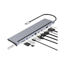 Lunatic 7011 Usb C Hub Multiport Adapter, 12 İn 1 Docking Station Usb C With 4k Hdmı, Vga, 3 Usb 2.0 & Usb 3.0, Pd 100w, Ethernet Rj45 Port, Sd/tf Reader, 3.5mm Aux For Macbook Uyumlu  Pro/air And Other Type C Laptops